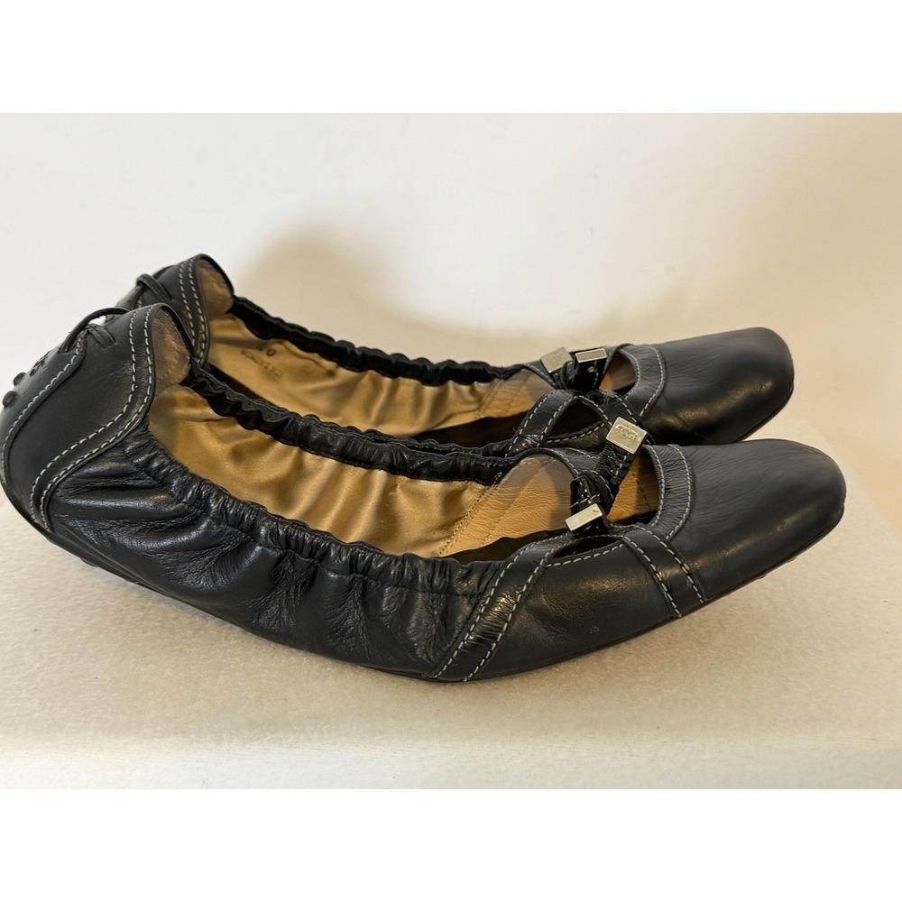 TOD'S Comfort Shoes Women's Black Leather Driving Ballet Flats Loafers 40/9.5
